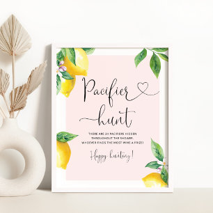 Rosa lemon Nappar-jakt på babyduschspel Poster