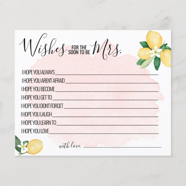 Rosa Lemon Önskemål för snart är mrs Game Card Flygblad (Framsidan)