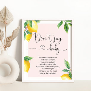 Rosa Lemon säger inte att baby gaby duschspel post Poster