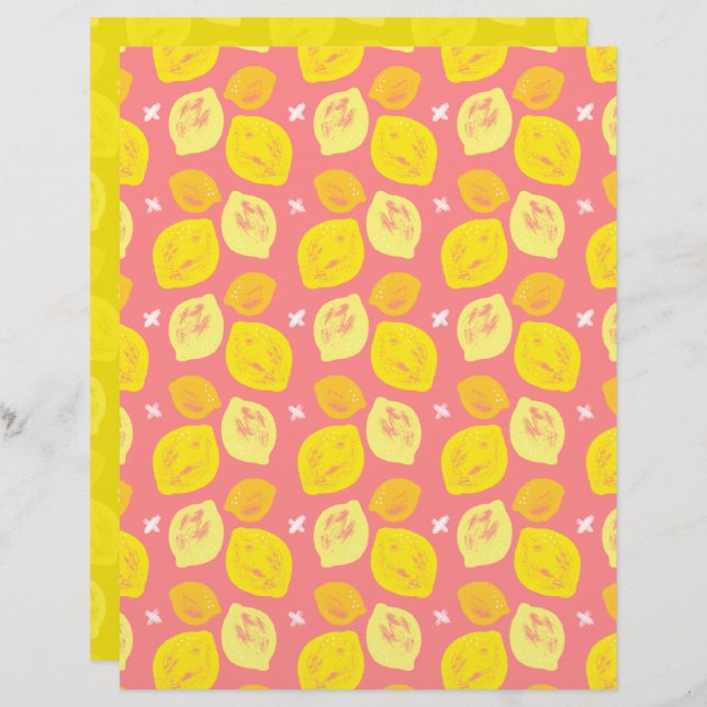 Rosa Lemon Scrapbook Papper (Fram/baksida)