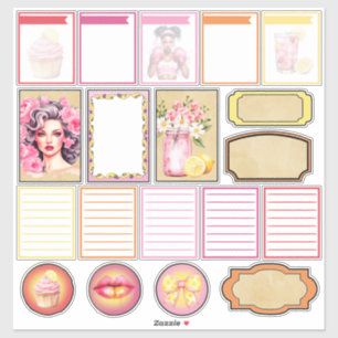 Rosa Lemonad Set 4 Planerarksticker Klistermärken
