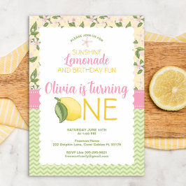 Rosa Lemonade 1:a födelsedagsinbjudan Inbjudningar