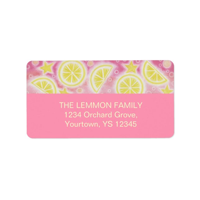Rosa Lemonade-adressetikett för medelstora rosor Adressetikett (Framsidan)