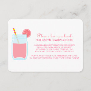 Rosa Lemonade Baby Shower Bok Request-hölje Tilläggskort