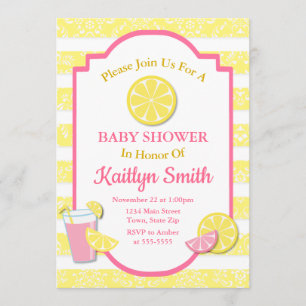 Rosa Lemonade Baby Shower-inbjudan Lemon Inbjudningar