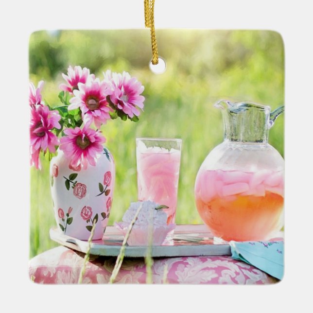 Rosa lemonade bild julgransprydnad keramik (Framsida)