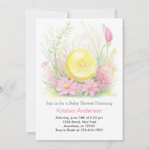 Rosa Lemonade Blissful Girl Baby Shower Inbjudningar