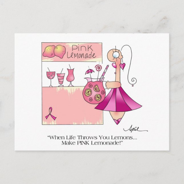ROSA LEMONADE Breast Cancer Postcard Vykort (Framsida)