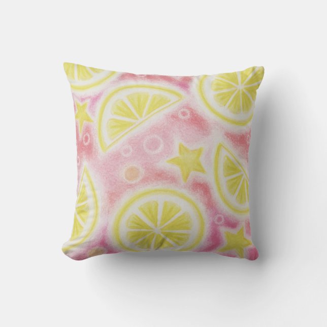 Rosa Lemonade "citroner" dekorativ kudde (Framsida)