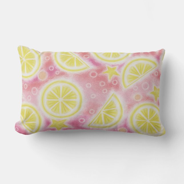 Rosa Lemonade "citroner" dekorativ kudde lumbar (Framsida)