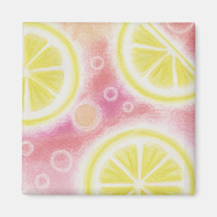 Rosa Lemonade "citroner", kylmagnetkvadrat Magnet