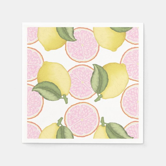 Rosa Lemonade Citrus Födelsedagsfest Napkins Pappersservett (Framsidan)