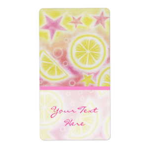 Rosa Lemonade "Din text"-etikett stor rand Fraktsedel