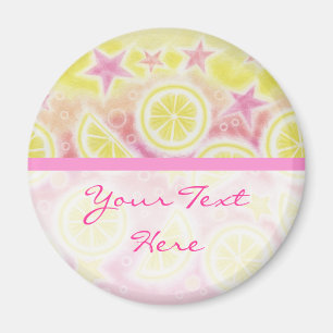 Rosa Lemonade 'Din text'-kylskåp rand Magnet