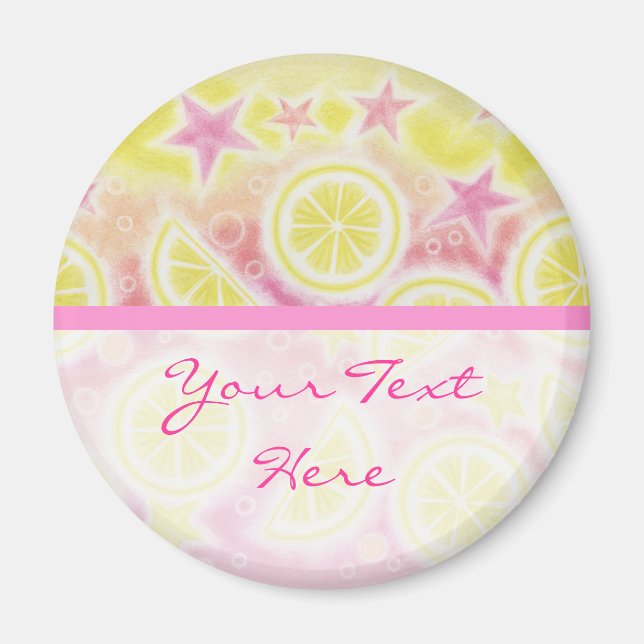 Rosa Lemonade 'Din text'-kylskåp rand Magnet (Framsidan)
