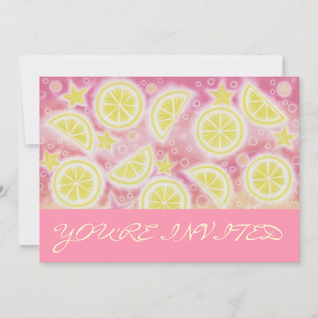 Rosa Lemonade 'Du är bjuden'-rosa Inbjudningar (Framsida)
