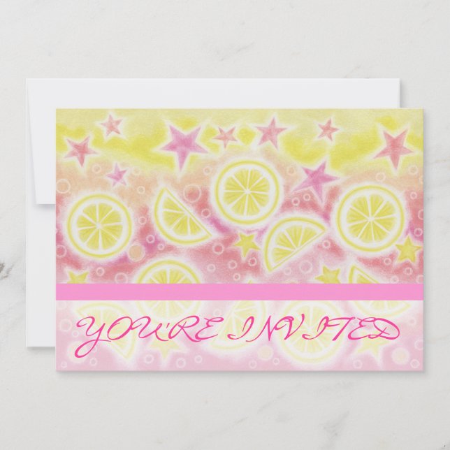 Rosa Lemonade "Du är inbjuden" rand Inbjudningar (Framsida)