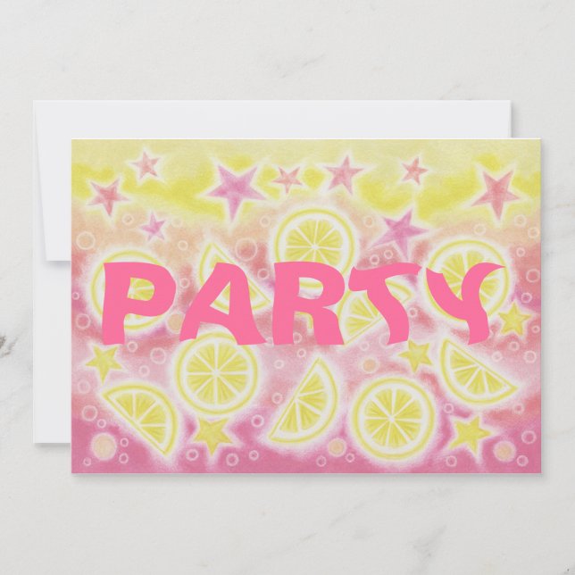Rosa Lemonade födelsedagsfest inbjudan rektangel (Framsida)