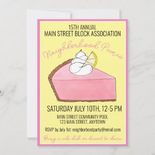 Rosa Lemonade Icebox Lemon Paj Slice Picnic Food Inbjudningar