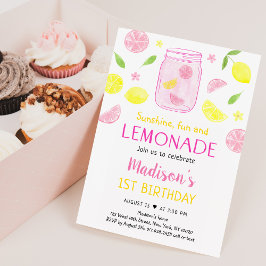 Rosa Lemonade Lemon Birthday Inbjudningar