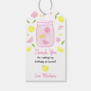 Rosa Lemonade Lemon Birthday Presentetikett