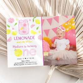 Rosa Lemonade Lemon Första födelsedag Inbjudningar