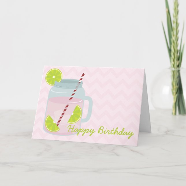 Rosa Lemonade & Lime Birthday Card Kort (Framsida)