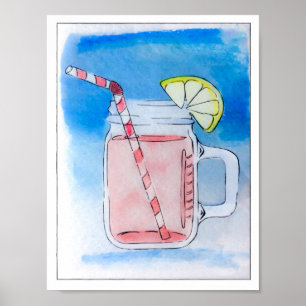 Rosa Lemonade Mason Burk Watercolor Poster