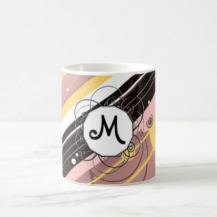 Rosa Lemonade Modern Retro Rand med Monogram Kaffemugg