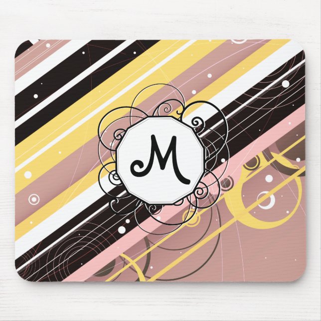 Rosa Lemonade Modern Retro Rand med Monogram Musmatta (Framsidan)