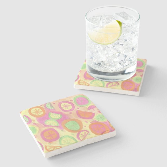 Rosa Lemonade Mönster Stenunderlägg (Sidan)