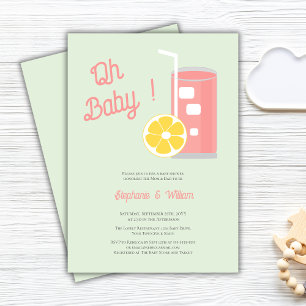 Rosa Lemonade Oh Baby Shower Modern Inbjudningar