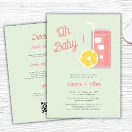 Rosa Lemonade Oh Baby Shower Modern QR-kod Inbjudningar