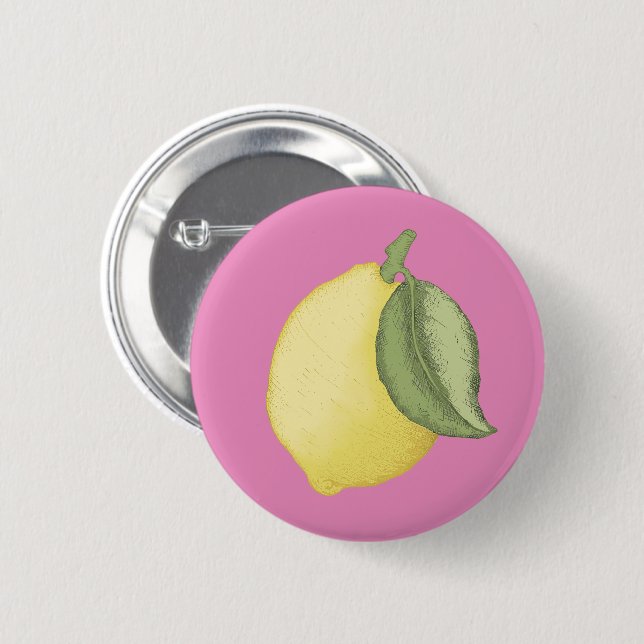 Rosa Lemonade Party Button Badge Knapp (Framsida & baksida)