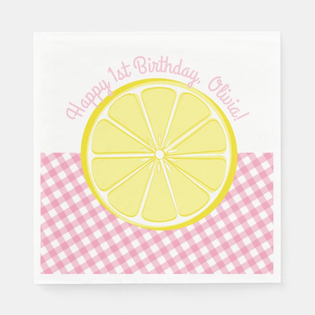 Rosa Lemonade Party Napkins Pappersservett (Framsidan)