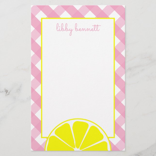 Rosa Lemonade Personlig Stationery (Framsida)