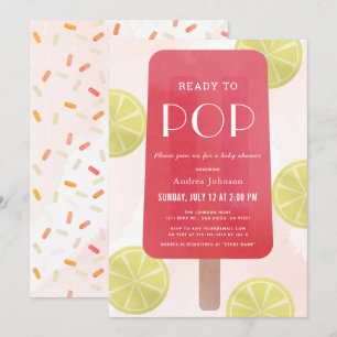 Rosa Lemonade Popsicle Baby Shower Inbjudningar