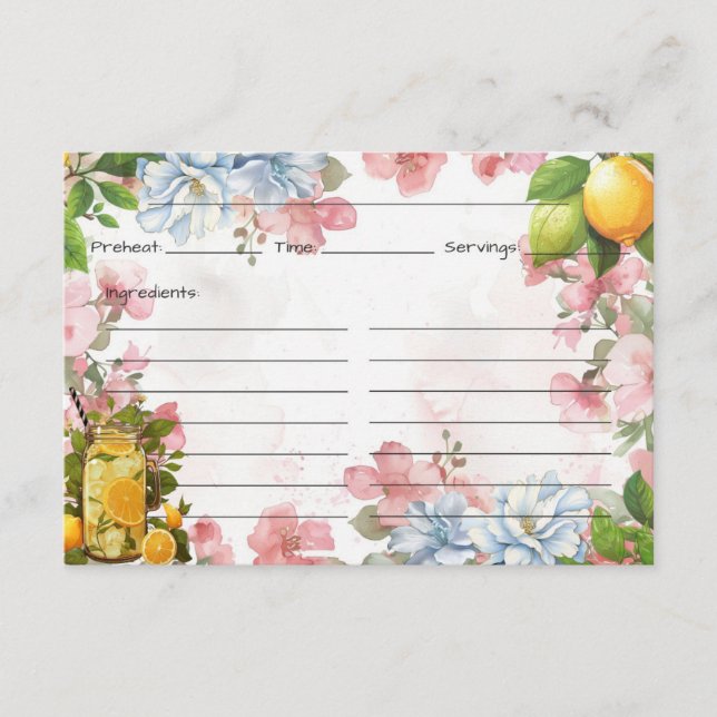 Rosa Lemonade-receptkort Tilläggskort (Framsida)