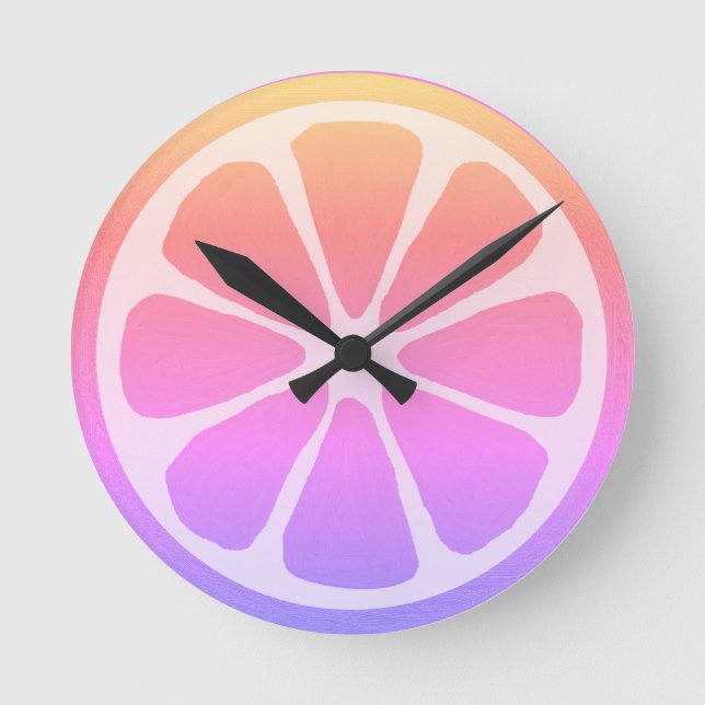 Rosa Lemonade Round Clock, sommartid, Roligt Rund Klocka (Framsida)