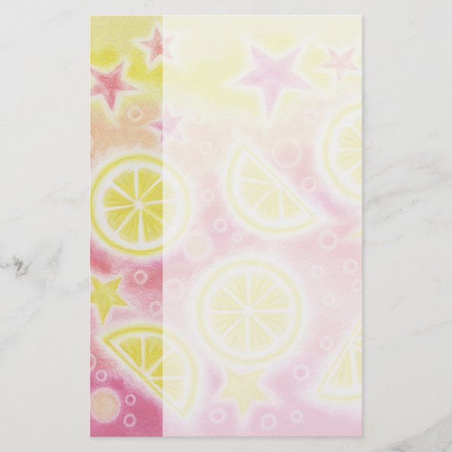 Rosa Lemonade-stationär rand Brevpapper (Framsida)
