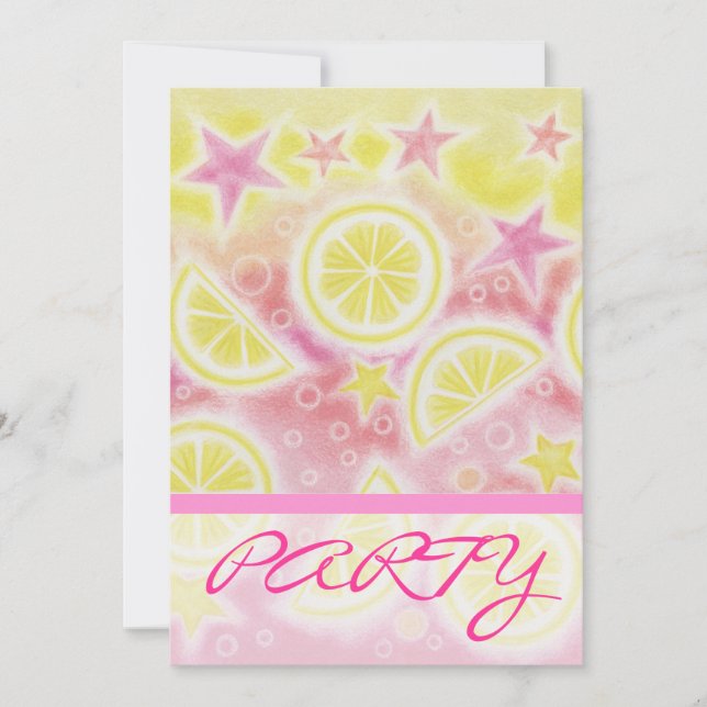 Rosa Lemonades inbjudan PARTY till rand (Framsida)