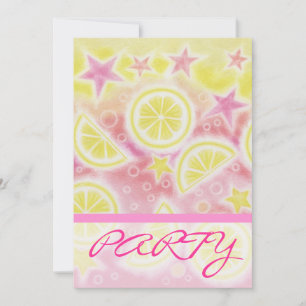 Rosa Lemonades inbjudan PARTY till rand