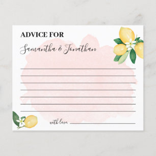 Rosa Lemons Adress för Par Shower Game Card Flygblad