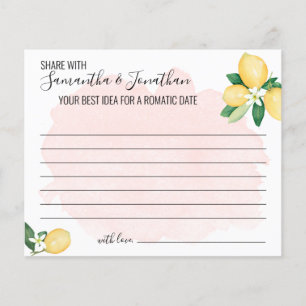 Rosa Lemons ett datum-Idea Shower Game Card Flygblad