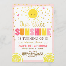 Rosa Lemons inbjudan till Sunshine Lemonade Birthd