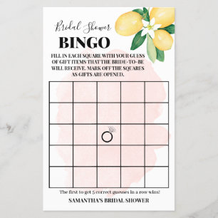 Rosa Lemons Möhippa Bingo-spelkort Flygblad