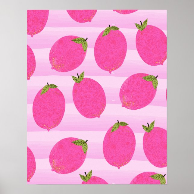Rosa Lemons Summer Fruit Bright Whimsical Rustic Poster (Framsidan)