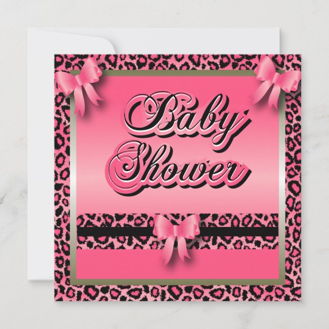 Rosa Leopard Animal Print for a Baby Shower Inbjudningar (Framsida)