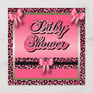 Rosa Leopard Animal Print for a Baby Shower Inbjudningar