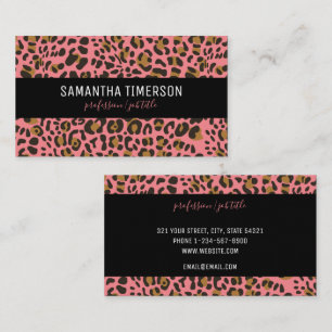 Rosa Leopard Animal Print Modern Professionell Visitkort
